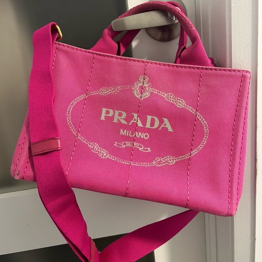 AUTHENTIC PRADA canapa tote in pink